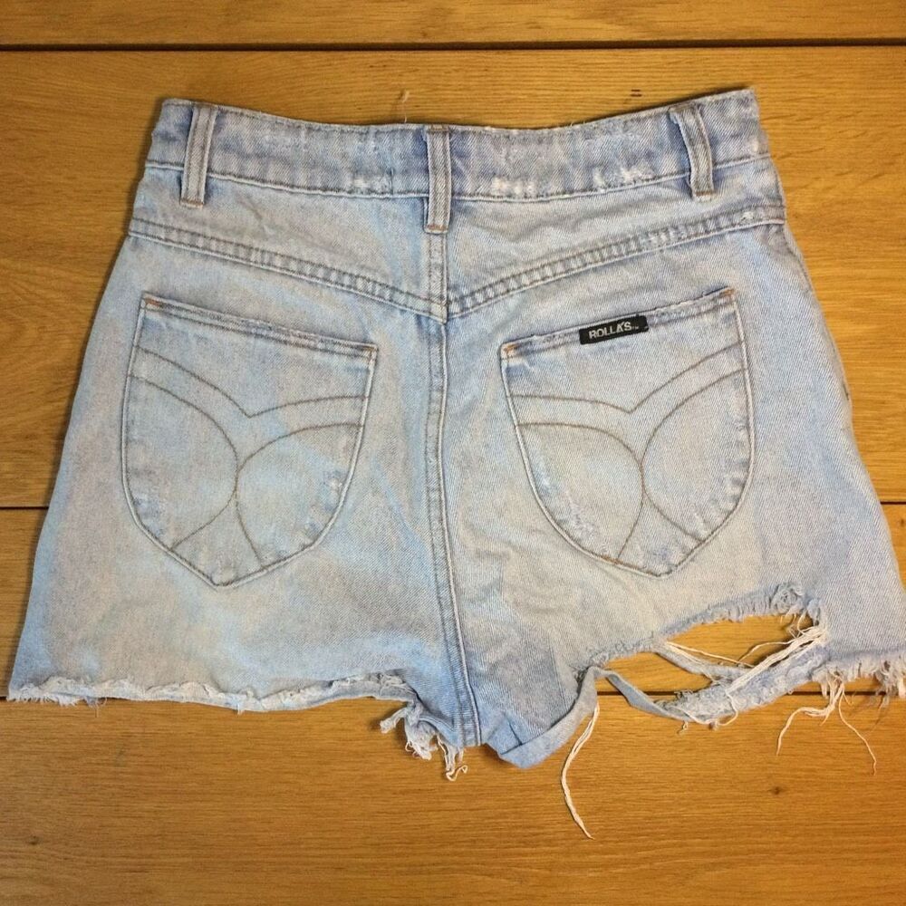 Rolla’s duster high rise denim light wash shorts distressed 26 - Picture 2 of 9